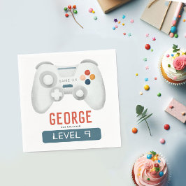 ボーイズクールブルーゲームキッズ9誕生日 スタンダードカクテルナプキン