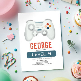 ボーイズクールブルーゲーム子供の誕生日 招待状