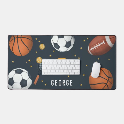 ボーイズクールブルースポーツゲーミングスター デスクマット (キーボード&マウス)