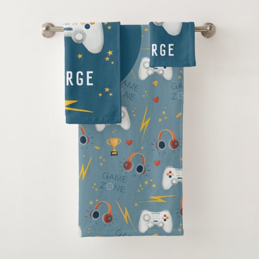 ボーイズクールブルービデオゲームキッズゲーマー バスタオルセット (インサイチュ)