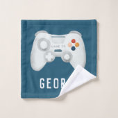 ボーイズクールブルービデオゲームキッズゲーマー バスタオルセット (ウォッシュタオル)