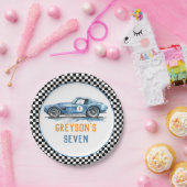 ボーイズクールブルーレーシングカー子供の誕生日 ペーパープレート (パーティー)