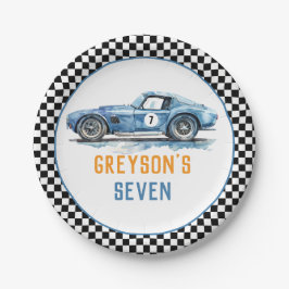 ボーイズクールブルーレーシングカー子供の誕生日 ペーパープレート