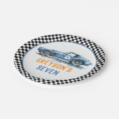 ボーイズクールブルーレーシングカー子供の誕生日 ペーパープレート (アングル)