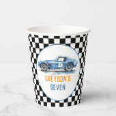 ボーイズクールブルーレーシングカー子供の誕生日 紙コップ (裏面)