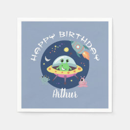 ボーイズクールブルー宇宙エイリアン銀河系誕生日 スタンダードカクテルナプキン