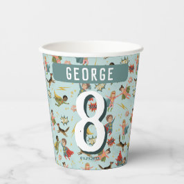 ボーイズクールブルー漫画ブックスーパーヒーロー子供の誕生日 紙コップ