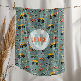 ボーイズクールホットレーシングカーパターンモノグラムキッズ フリースブランケット