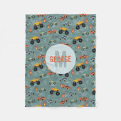 ボーイズクールホットレーシングカーパターンモノグラムキッズ フリースブランケット (正面)