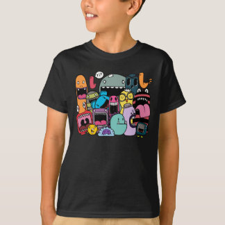 ボーイズグラフィティモンスターマッシュイラストレーション Tシャツ