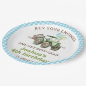 ボーイズグリーンブルーバルーントラクター誕生日 ペーパープレート (アングル)