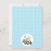 ボーイズグリーンブルーバルーントラクター誕生日 招待状 (裏面)