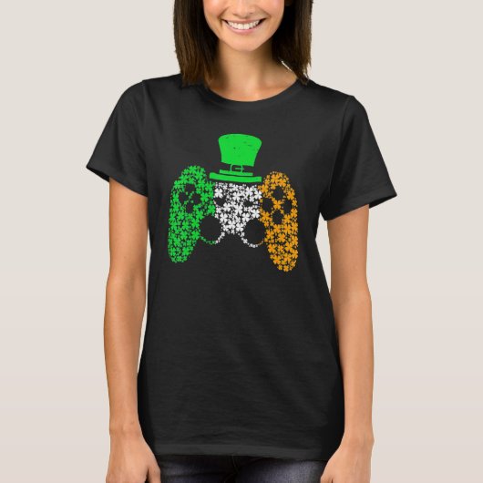 ボーイズゲーマーゲームラッキーシャムロックSt patricks day入 Tシャツ (正面)