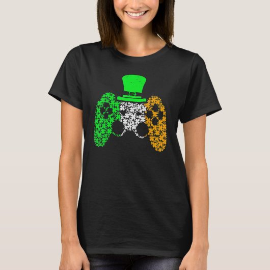 ボーイズゲーマーゲームラッキーシャームロックSt patricks dayIR Tシャツ (正面)
