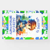 ボーイズゲームウェルカムパーソナライズされた誕生日 横断幕 (横)