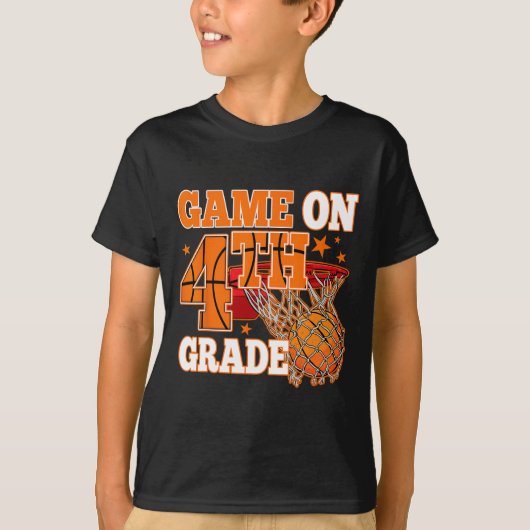 ボーイズゲームオンザグレードバスケットボール新学期T Tシャツ (正面)