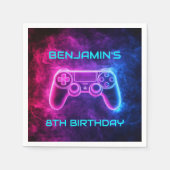 ボーイズゲームコントローラー誕生日パーティー スタンダードカクテルナプキン (正面)