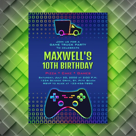 ボーイズゲームトラックパーティー誕生日 招待状