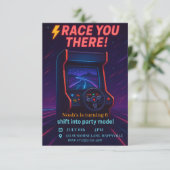 ボーイズゲーム – レトロアーケードレース誕生日 招待状 (スタンド正面)