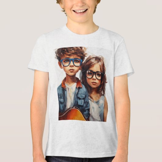 ボーイズコットンショートスリーブクルーネックTシャツ トライブレンドTシャツ (正面)