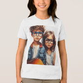 ボーイズコットンショートスリーブクルーネックTシャツ トライブレンドTシャツ (正面)