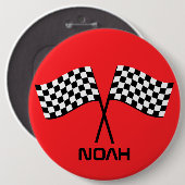 ボーイズゴーカートピットストップ誕生日レーシングフラッグスクラス 缶バッジ (正面&裏面)