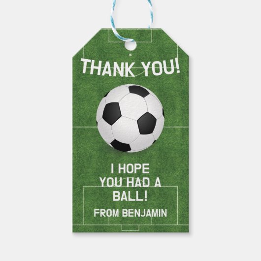 ボーイズサッカースポーツありがとう子供の誕生日好意 ギフトタグ (正面)