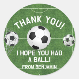 ボーイズサッカースポーツありがとう子供の誕生日好意 ラウンドシール