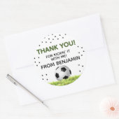 ボーイズサッカースポーツありがとう子供の誕生日好意 ラウンドシール (封筒)