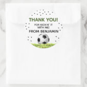 ボーイズサッカースポーツありがとう子供の誕生日好意 ラウンドシール (バッグ)