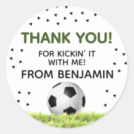 ボーイズサッカースポーツありがとう子供の誕生日好意 ラウンドシール