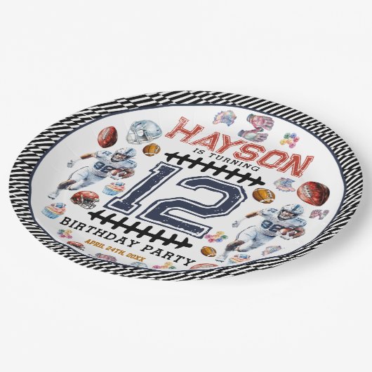 ボーイズサッカースポーツ誕生日パーティー ペーパープレート (アングル)