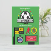 ボーイズサッカーパーティー誕生日スポーツグリーン招待状 招待状 (スタンド正面)