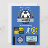 ボーイズサッカーパーティー誕生日スポーツブルー招待状 招待状 (正面)