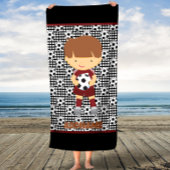 ボーイズサッカービーチ名前をカスタムする付きタオル ビーチタオル