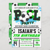 ボーイズサッカープールパーティー誕生日招待状 招待状 (正面/裏面)