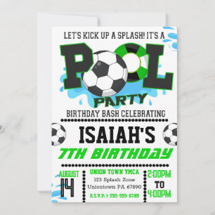ボーイズサッカープールパーティー誕生日招待状 招待状