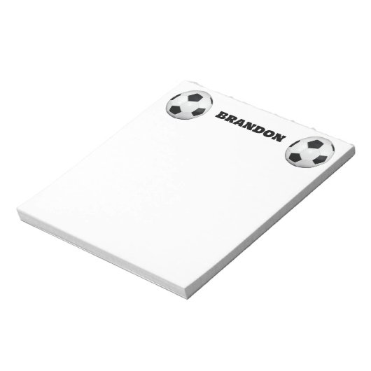 ボーイズサッカーボールブラックスタイリッシュ名前をカスタムするキッズ ノートパッド (回転)