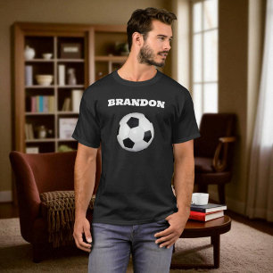 ボーイズサッカーボールブラックスタイリッシュ名前をカスタムするメンズ Tシャツ