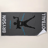 ボーイズサッカー最初のタッチダウンビーチタオル ビーチタオル (正面)