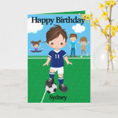 ボーイズサッカー秘密メッセージハッピーバースデー カード (黄色い花)