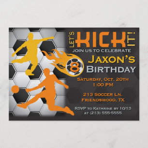 ボーイズサッカー誕生日招待状-キック 招待状