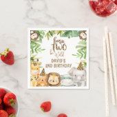 ボーイズサファリアニマルツワイルド誕生日スモール スタンダードカクテルナプキン (インサイチュ)