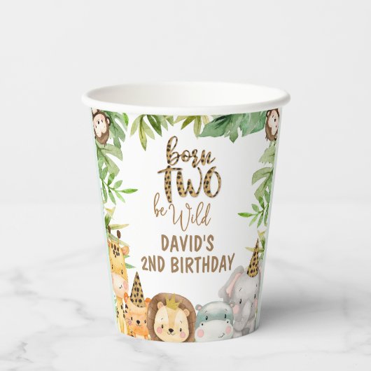 ボーイズサファリアニマルツワイルド誕生日紙カップ 紙コップ (裏面)