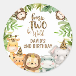 ボーイズサファリアニマルツワイルド誕生日 ラウンドシール