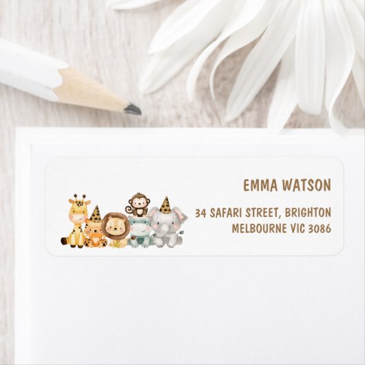 ボーイズサファリアニマルツワイルド誕生日 ラベル (インサイチュ)