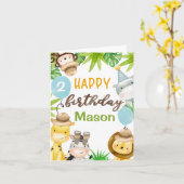 ボーイズサファリジャングルアニマル誕生日カード カード (黄色い花)