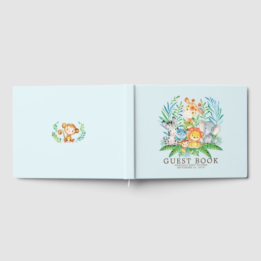 ボーイズサファリジャングルベビーシャワーゲストブック ゲストブック (全面)