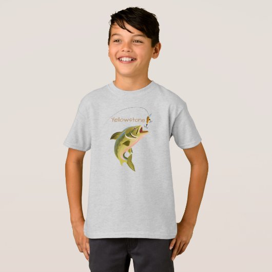 ボーイズシャツイエローストーン魚釣り Tシャツ (正面フル)