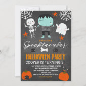 ボーイズシャルボードハローウィンパーティ誕生日 招待状 (正面)